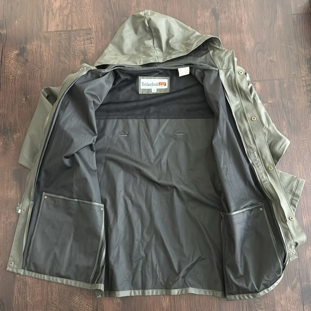TIMBERLAND MENS PRO SERIES RAIN JACKET HOOD OLIVE GREEN PERFORMANCE OUTDOORS